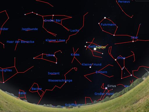  Orion, Sirius & Co. auf dem Rückzug – dafür lauern im Südosten schon die Frühlingssternbilder: Der Himmel morgen gegen 23 Uhr, am 15. März gegen 22 Uhr und am Monatsletzten gegen 22 Uhr MESZ.