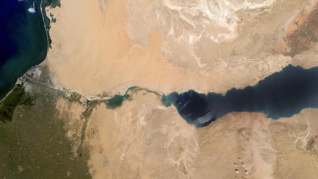 Satellitenaufnahme vom Suezkanal