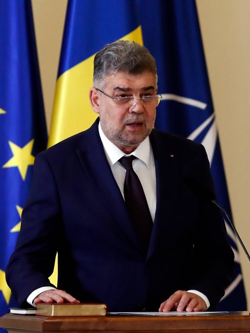 Der rumänische Regierungschef Marcel Ciolacu bei der Vereidigung in Bukarest, 23.12.2024. 