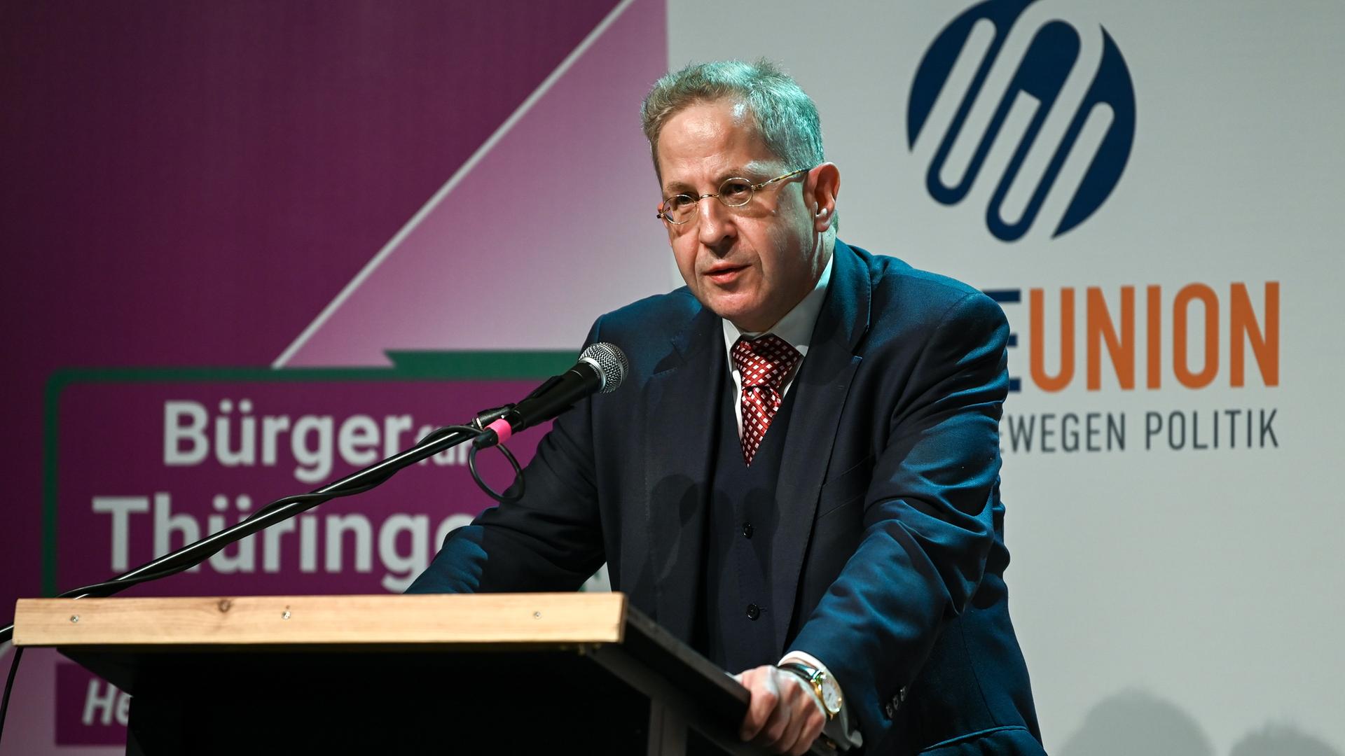 Hans-Georg Maaßen (Werteunion) bei einer Rede in Thüringen.