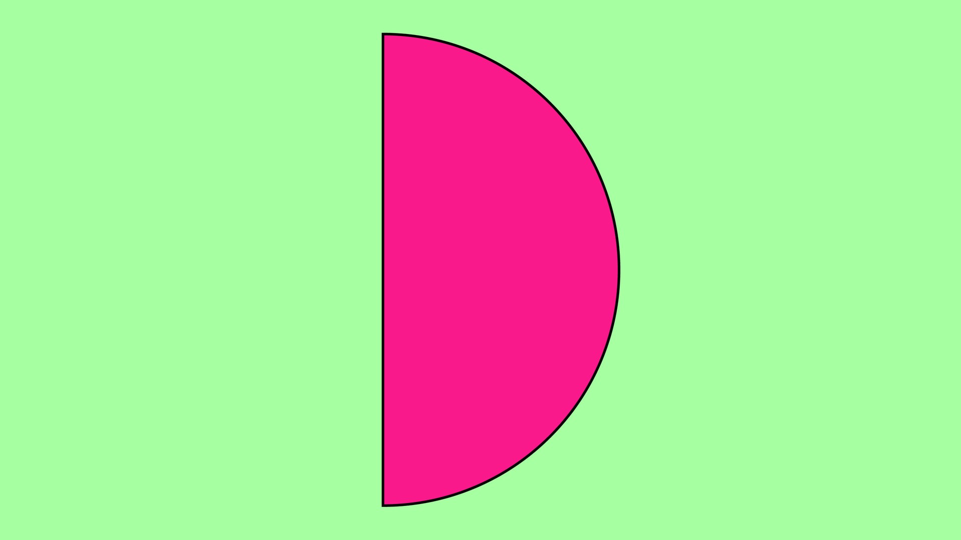Die Grafik zeigt einen pinken Halbmond auf einem grünen Rechteck.