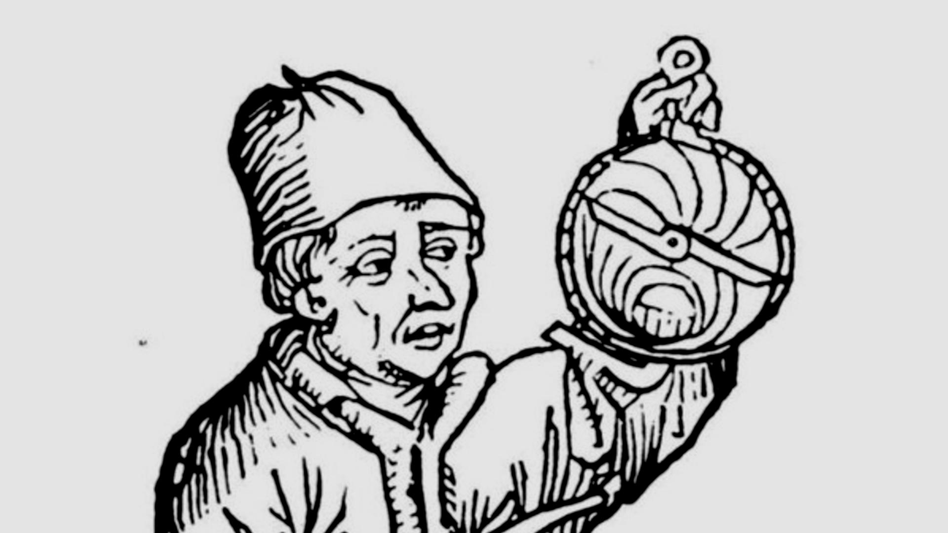 Zeichnung der Astronomen Johannes Müller (1436-1476), der sich lateinisch Regiomontanus nannte