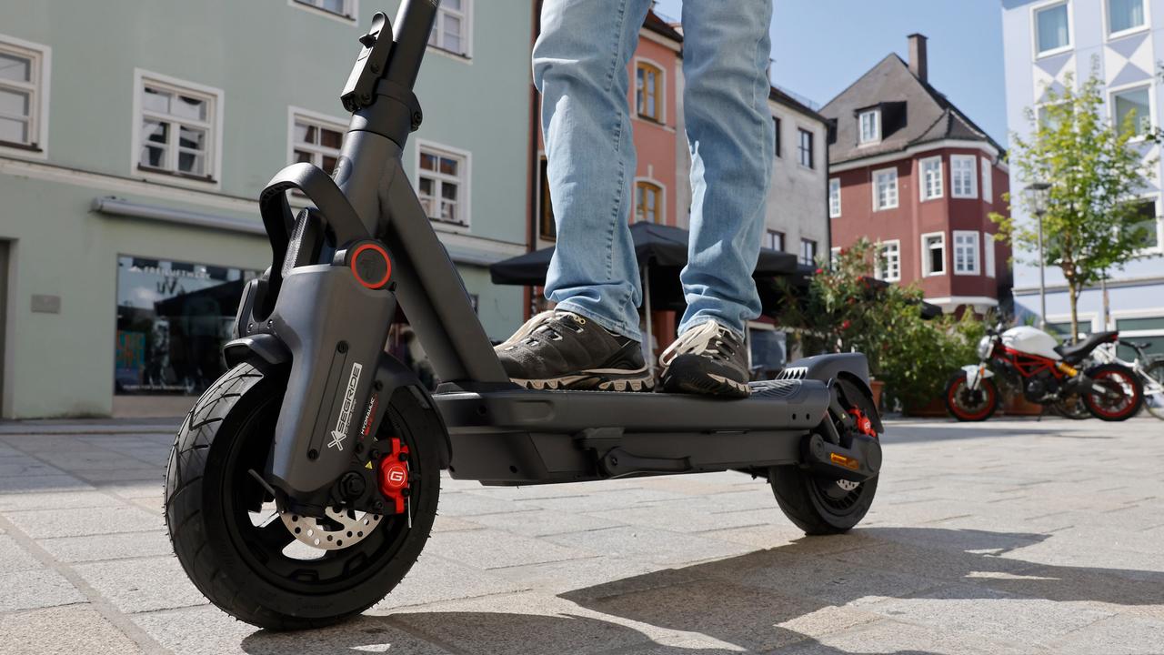 E-Scooter, Detailaufnahme von der Seite