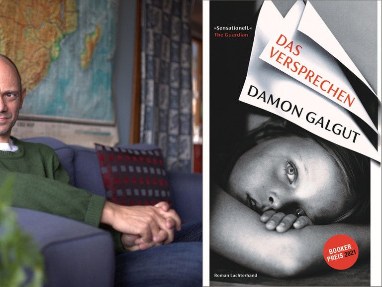 Ein Portrait des Schriftstellers Damon Galgut und das Buchcover  „Das Versprechen“