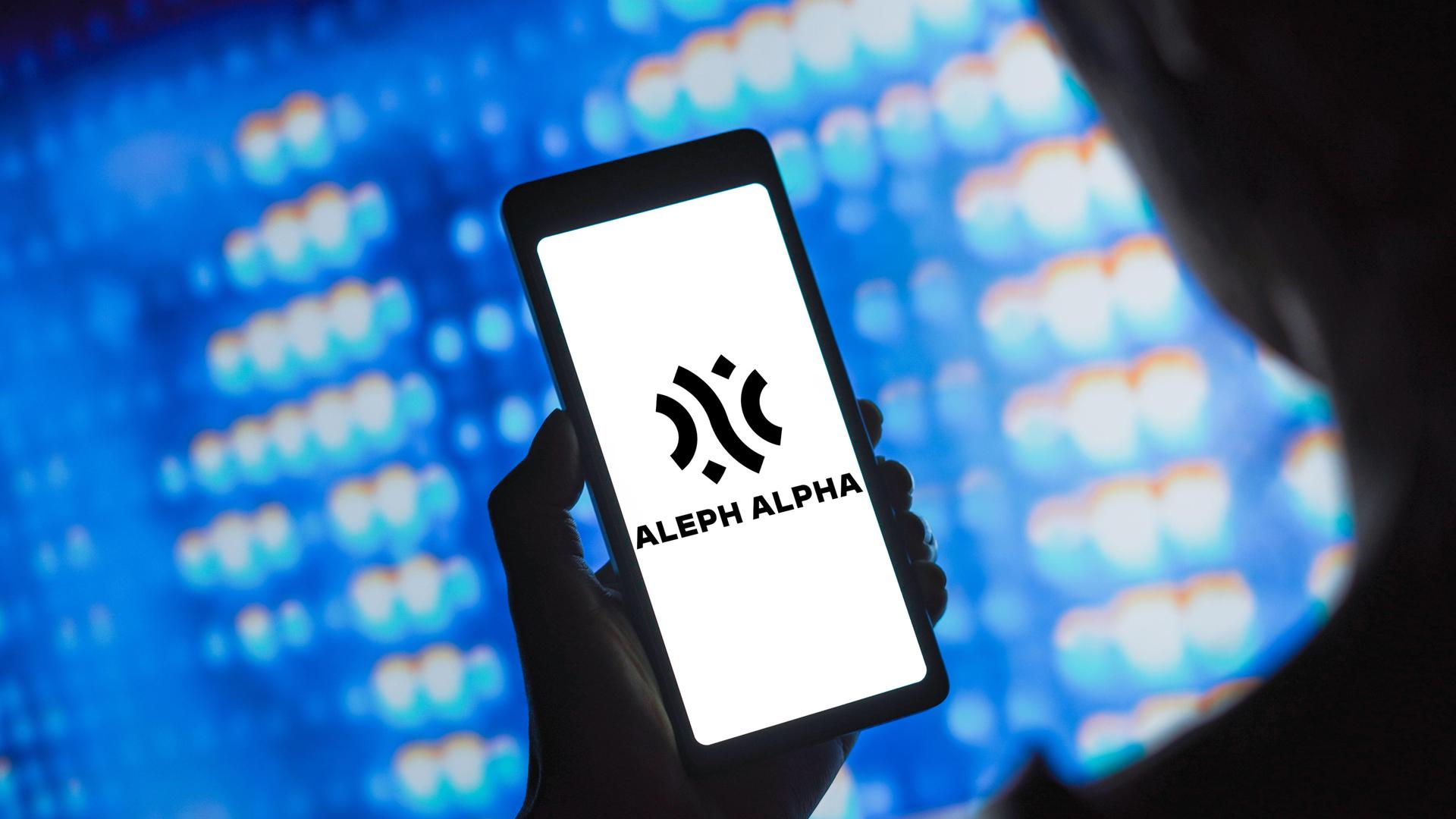 Das Logo von Aleph Alpha wird auf einem Smartphone-Bildschirm angezeigt.