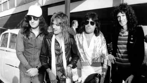 Die Band Queen 1975 John Deacon, Roger Taylor, Freddie Mercury und Brian May.