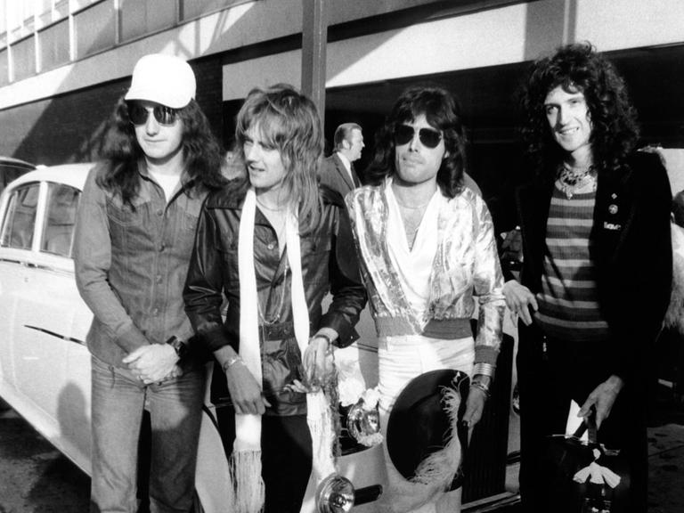 Die Band Queen 1975 John Deacon, Roger Taylor, Freddie Mercury und Brian May.