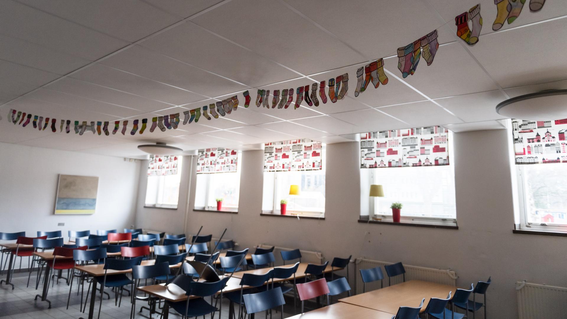 Blick in ein leeres Klassenzimmer in Stockholm