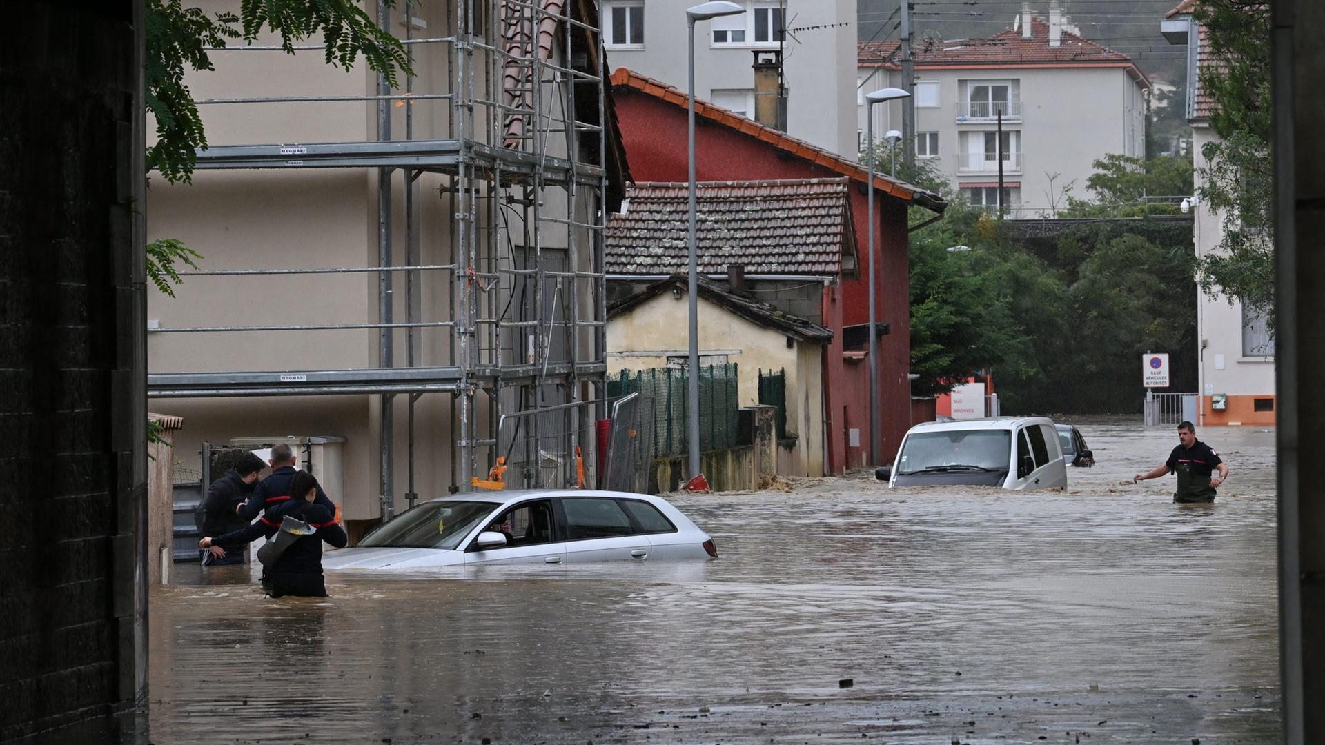 Überflutete Straßen in Frankreich