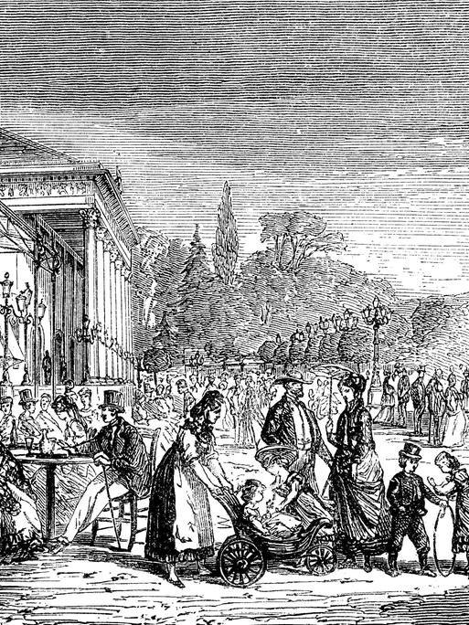 Promenade vor dem Kurhaus in Baden-Baden, Deutschland, um 1880