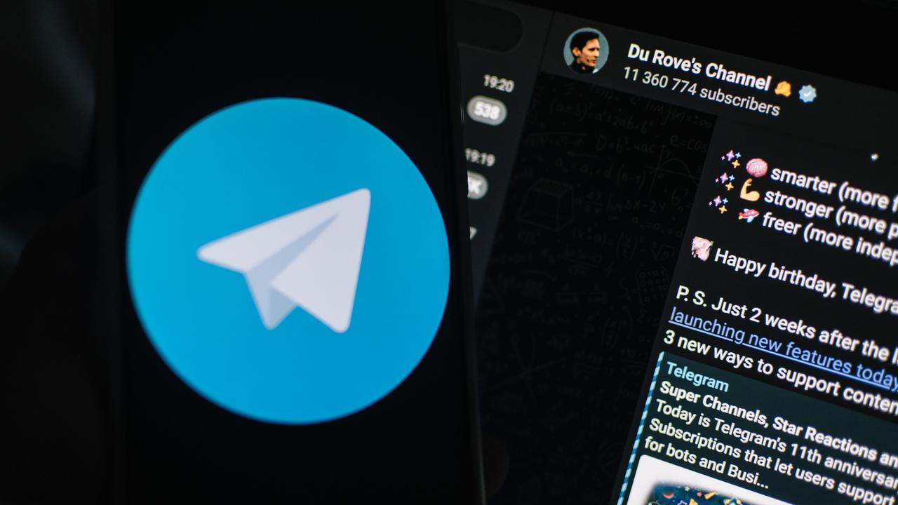 Die Website mit dem Logo des Chatdienstes Telegram 