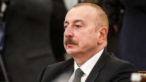 Eine Nahaufnahme des Präsidenten Ilham Alijew, Präsident von Aserbaidschan