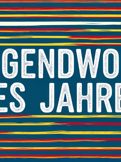 "Jugendwort des Jahres" steht in weiß auf bunt gezogenen Linien. "Jugendwort des Jahres" steht in weiß auf bunt gezogenen Linien.