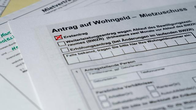 Ein Formular zur Beantragung von Wohn-Geld