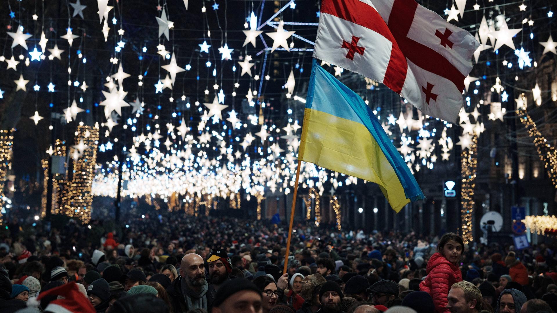 Eine Demonstration an Silvester in Georgiens Hauptstadt Tiflis.