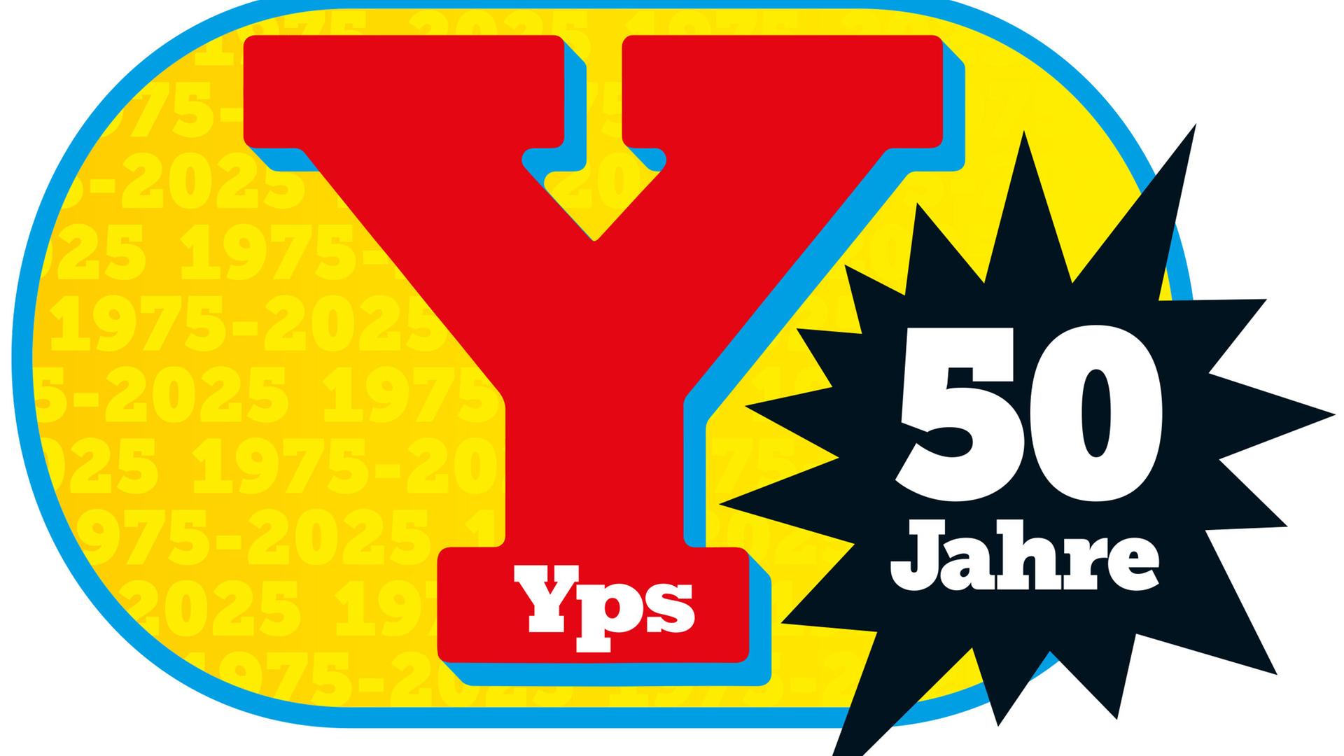 Das Foto zeigt das Logo vom Jubiläumsheft zum 50. Geburtstag der Zeitschrift "Yps". Die Ausgabe soll am 4. September erscheinen. Das Foto zeigt das Logo vom Jubiläumsheft zum 50. Geburtstag der Zeitschrift "Yps". Die Ausgabe soll am 4. September erscheinen.