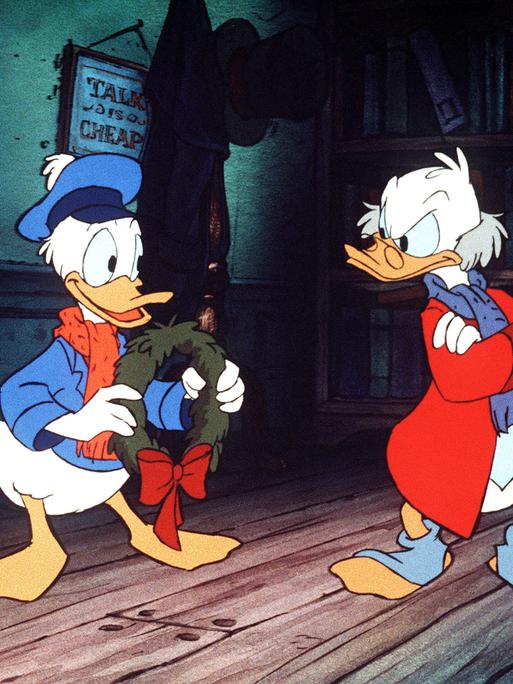 Donald und Dagobert Duck in einer Filmszene.
