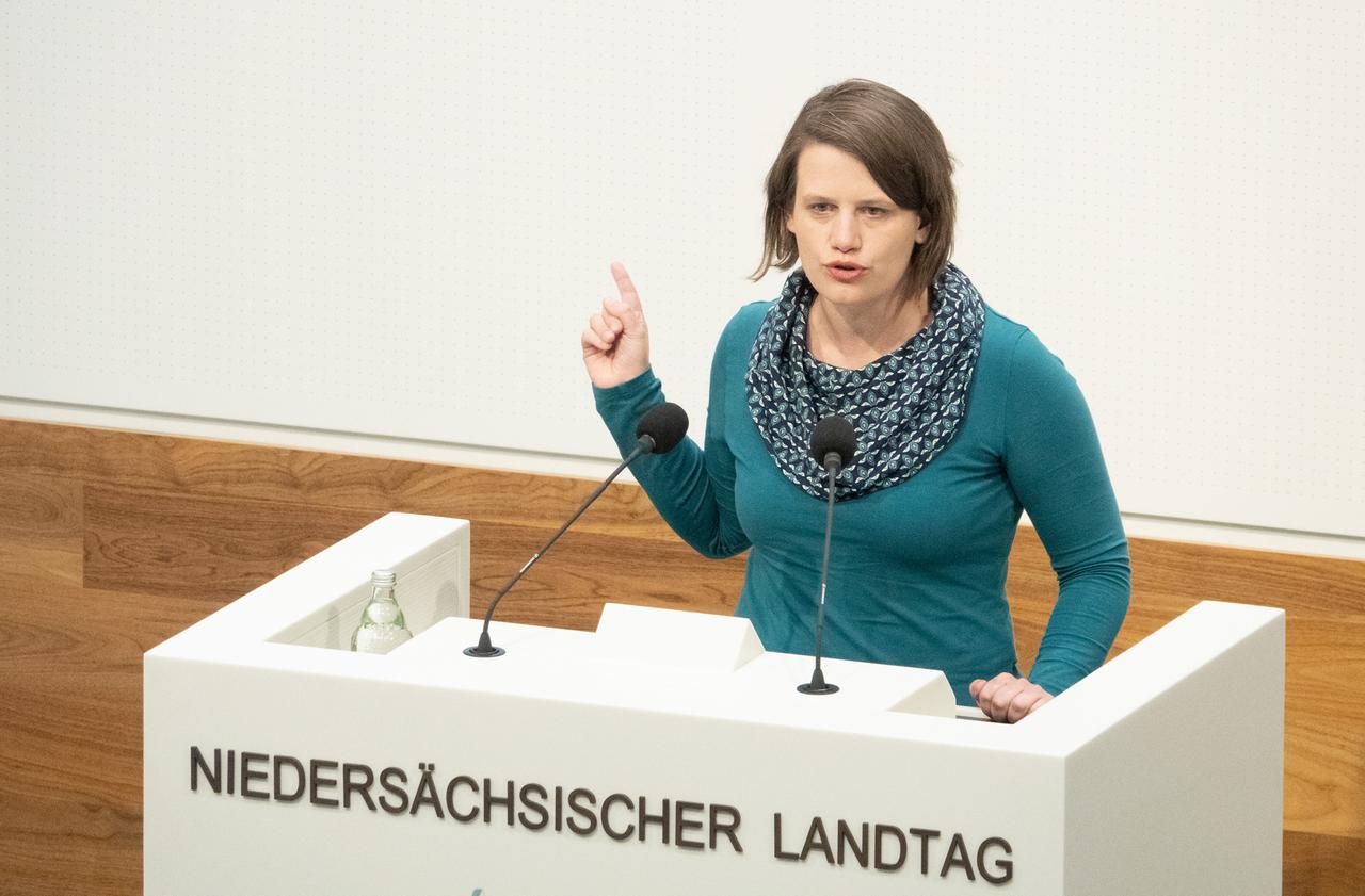 Julia Willie Hamburg, Niedersachsens Fraktionsvorsitzende von Bündnis 90/Die Grünen, spricht im Landtag.
