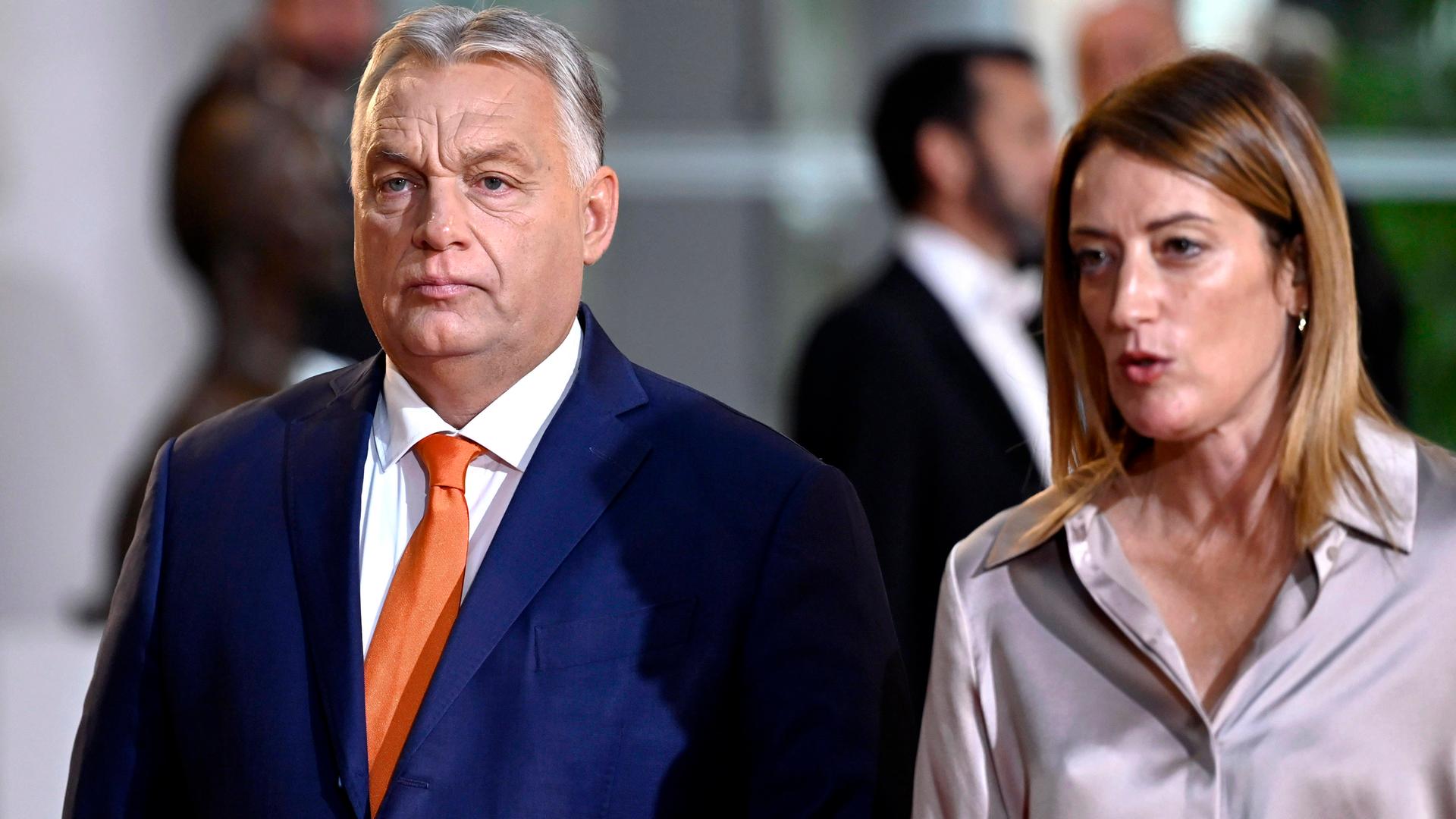 Ungarns Ministerpräsident Viktor Orban (Fidesz) und EU-Parlamentspräsidentin Roberta Metsola (Partit Nazzjonalista)