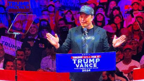 X-Chef Elon Musk bei einer Trump-Wahlveranstaltung im Madison Square Garden