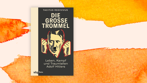 Auf dem Cover ist eine Grafik mit einem stilisierten Hitler-Porträt zu sehen. Darauf der Buchtitel und der Autorenname.