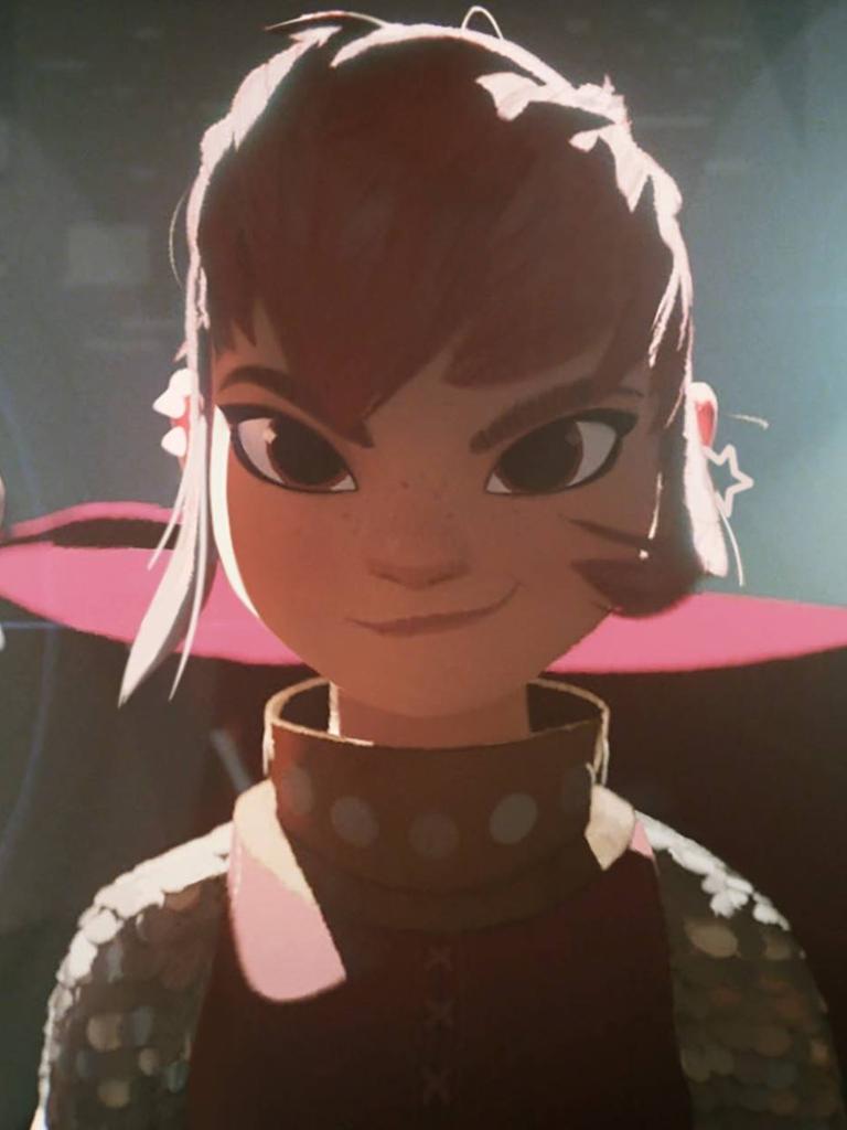 Die rothaarige Hauptfigur aus dem Animationsfilm "Nimona" blickt selbstbewusst in die Kamera.