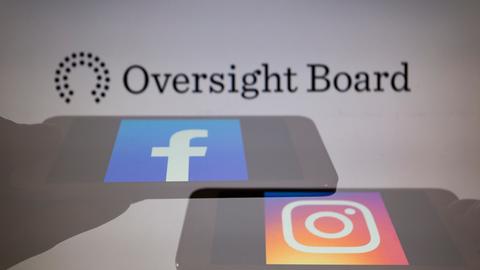 Logos von Facebook, Instagram und Meta Oversight Board