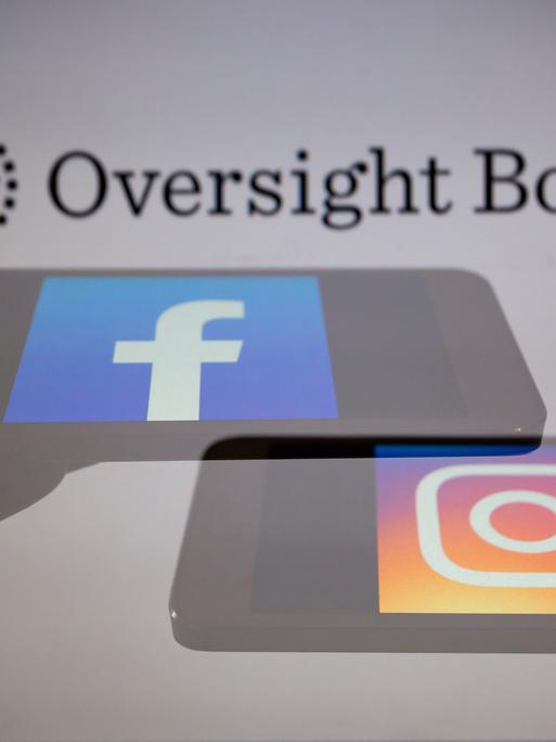 Logos von Facebook, Instagram und Meta Oversight Board