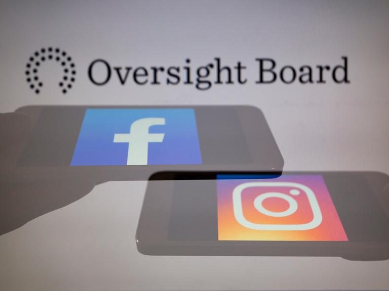 Logos von Facebook, Instagram und Meta Oversight Board