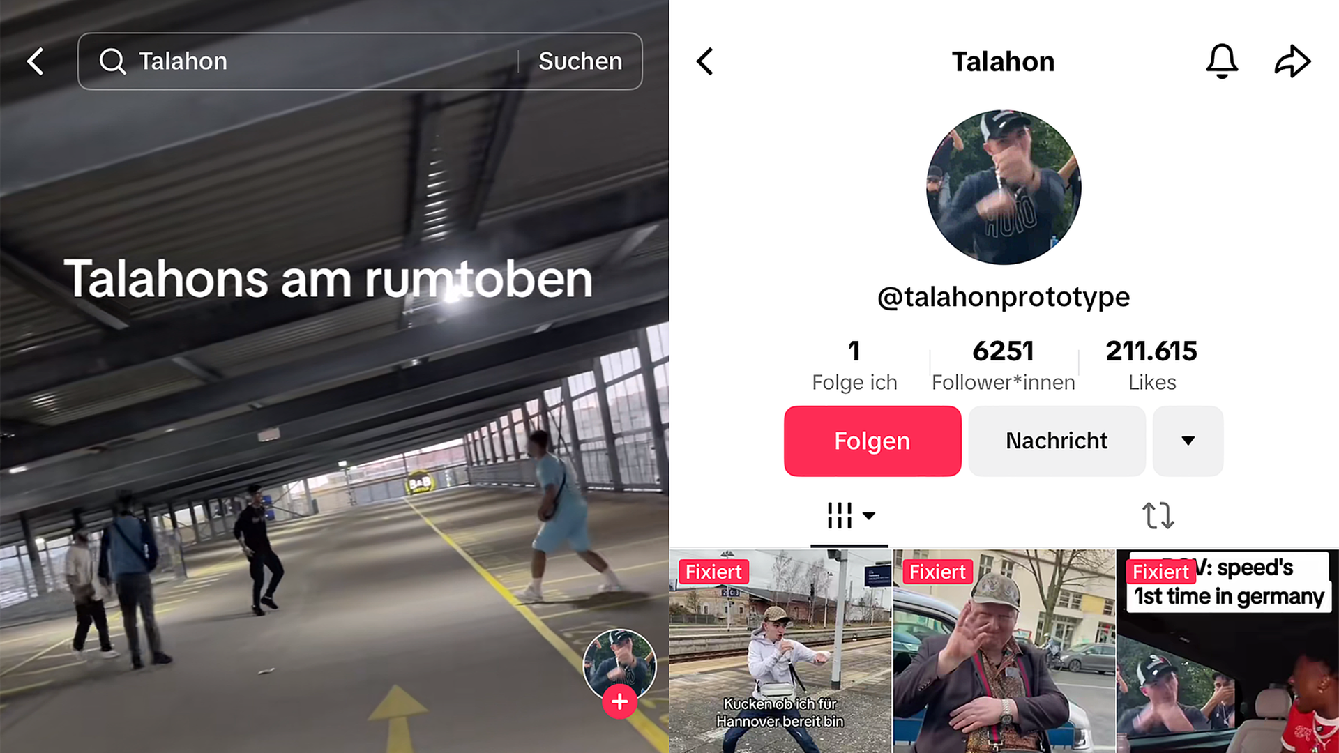 Screenshots von Tik Tok, die sich zum Stichwort Talahon finden lassen.