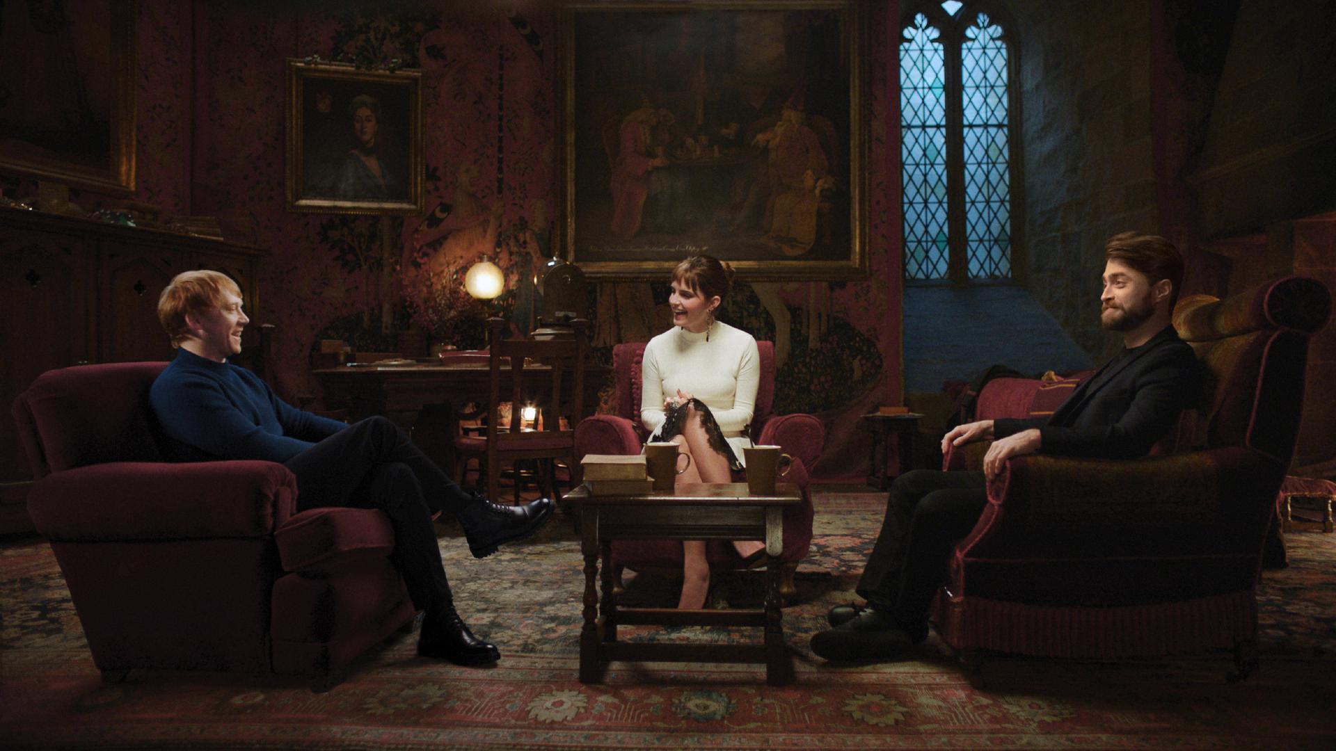 Rupert Grint, Emma Watson, Daniel Radcliffe (v.l.n.r.), Harry Potter 20th Anniversary: Return To Hogwarts (2022). Photo credit: Nic