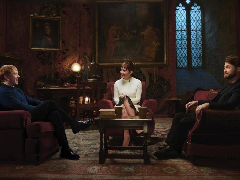 Rupert Grint, Daniel Radcliffe, Emma Watson, Harry Potter 20th Anniversary: Return To Hogwarts (2022). Photo credit: Nic
