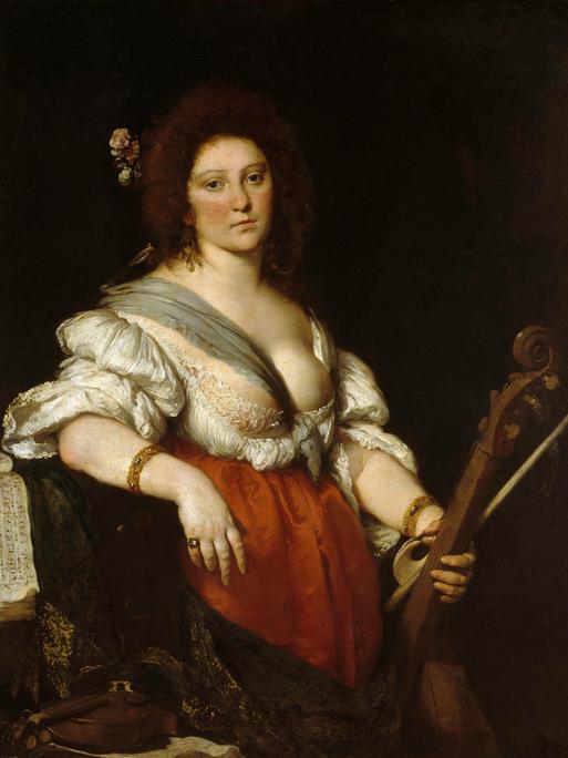 Strozzi, Barbara ital. Sängerin u. Komponistin, Venedig 6.8.1619 Venedig (?) nach 1664 Gambenspielerin. (Barbara Strozzi mit Viola da Gamba). Gemälde, um 1640, von Bernardo Strozzi (15811644). Öl auf Leinwand, 126 × 99 cm. Inv. Nr. 658 Dresden, Gemäldegalerie, Alte Meister. Strozzi, Barbara ital. Sängerin u. Komponistin, Venedig 6.8.1619 Venedig (?) nach 1664 Gambenspielerin. (Barbara Strozzi mit Viola da Gamba). Gemälde, um 1640, von Bernardo Strozzi (15811644). Öl auf Leinwand, 126 × 99 cm. Inv. Nr. 658 Dresden, Gemäldegalerie, Alte Meister.