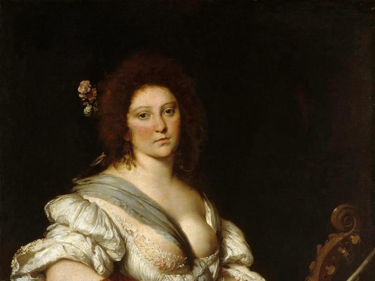 Strozzi, Barbara ital. Sängerin u. Komponistin, Venedig 6.8.1619 Venedig (?) nach 1664 Gambenspielerin. (Barbara Strozzi mit Viola da Gamba). Gemälde, um 1640, von Bernardo Strozzi (15811644). Öl auf Leinwand, 126 × 99 cm. Inv. Nr. 658 Dresden, Gemäldegalerie, Alte Meister. Strozzi, Barbara ital. Sängerin u. Komponistin, Venedig 6.8.1619 Venedig (?) nach 1664 Gambenspielerin. (Barbara Strozzi mit Viola da Gamba). Gemälde, um 1640, von Bernardo Strozzi (15811644). Öl auf Leinwand, 126 × 99 cm. Inv. Nr. 658 Dresden, Gemäldegalerie, Alte Meister.