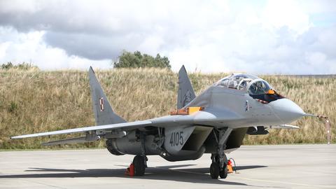 MIG-29 Kampfjet der polnischen Luftwaffe in Malbork, Polen
