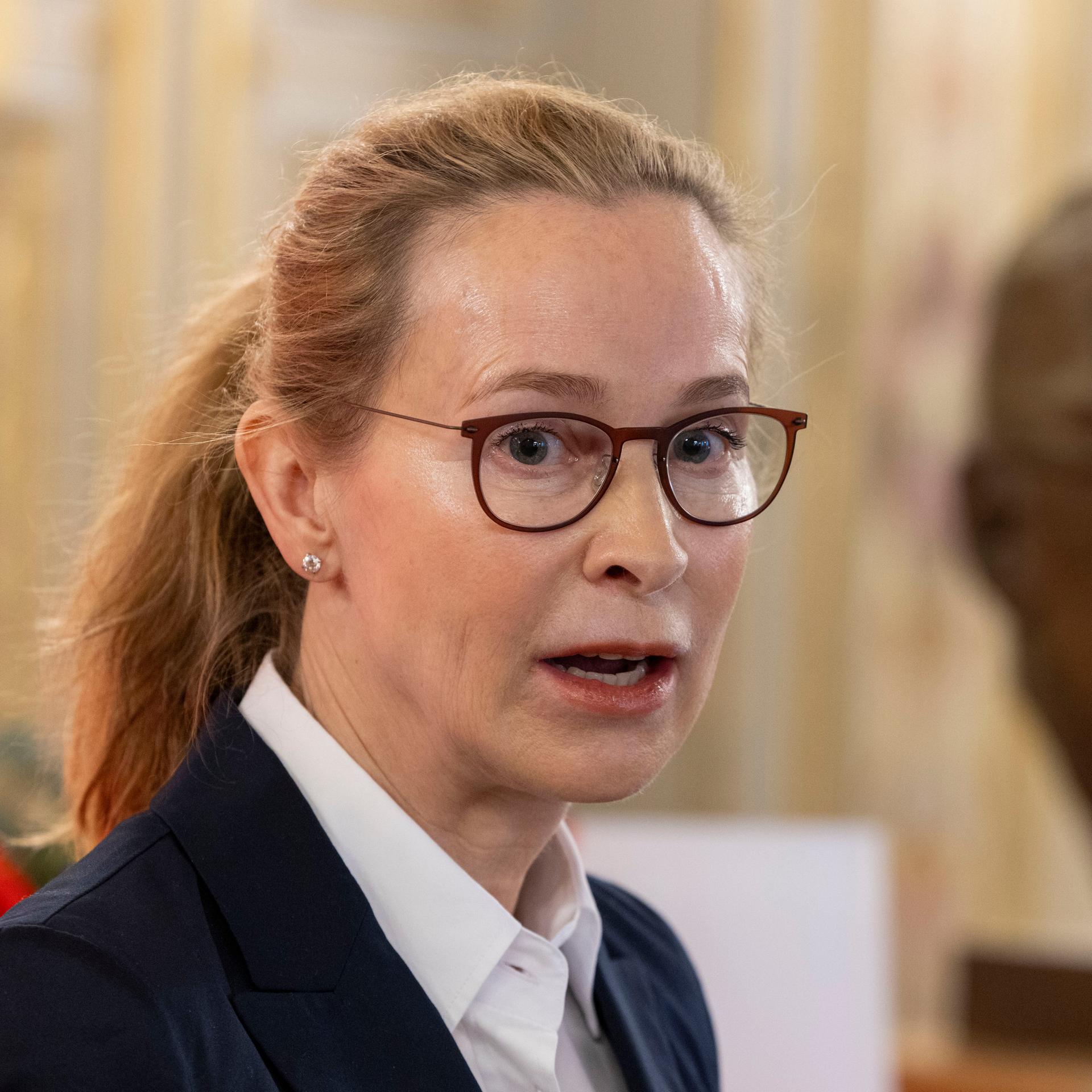 Frauke Brosius-Gersdorf, Juristin und Rechtswissenschaftlerin, spricht bei der Verleihung des Georg-August-Zinn-Preises 2026 im Wiesbadener Landtag.
