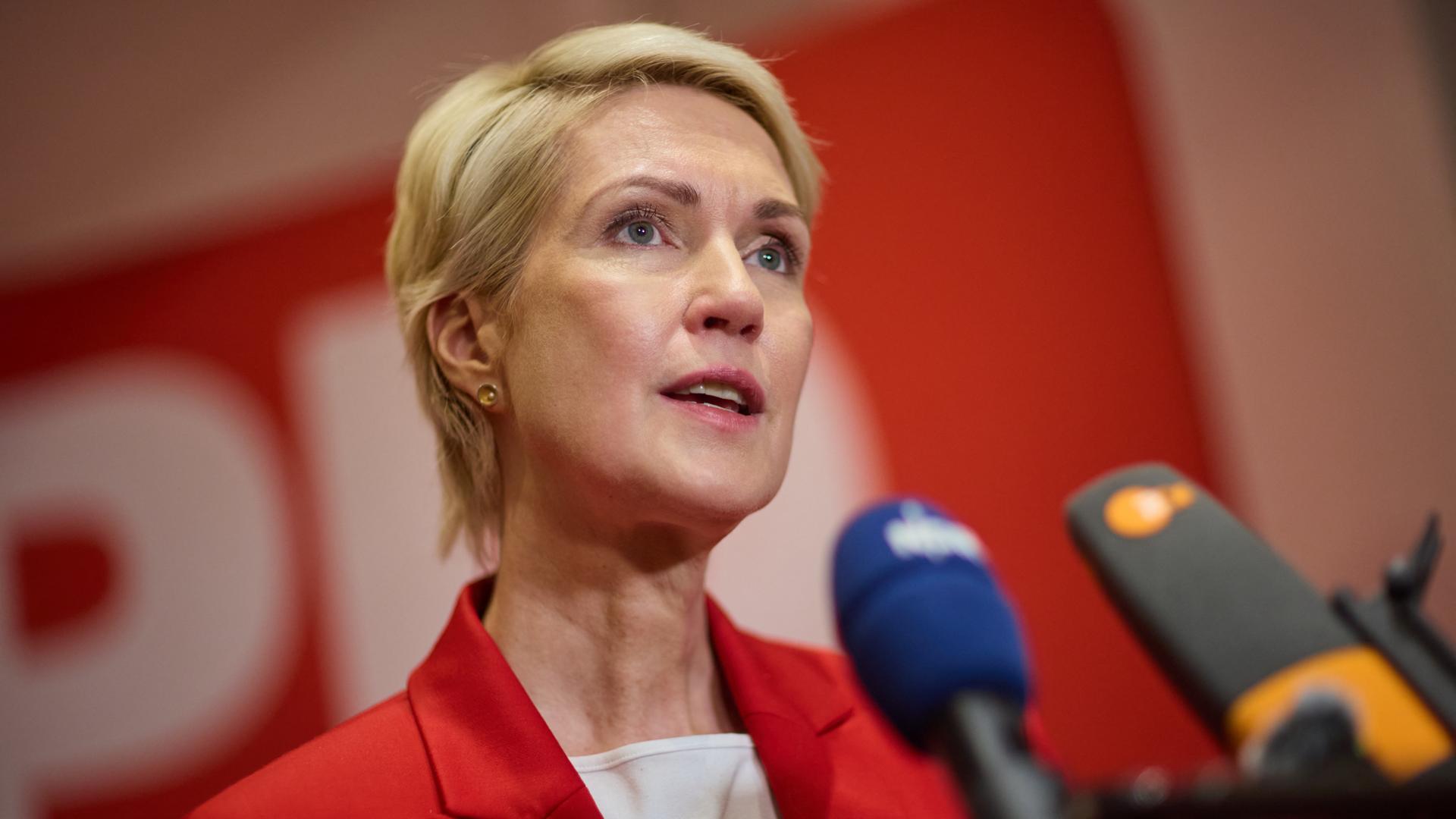 Manuela Schwesig (SPD), die amtierende Ministerpräsidentin und SPD-Parteivorsitzende von Mecklenburg-Vorpommern