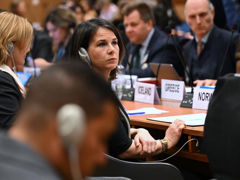 Annalena Baerbock (Bündnis 90/Die Grünen), Bundesministerin des Auswärtigen, spricht bei einer Geberkonferenz für den Jemen.