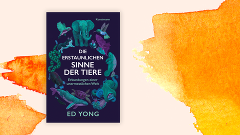 Auf dem Cover sind verschiedene Tiere wie Elefant, Wal, Fledermaus und Kolibri im Kreis angeordnet. Im Zentrum des Kreises der Buchtitel, darunter der Autorenname.