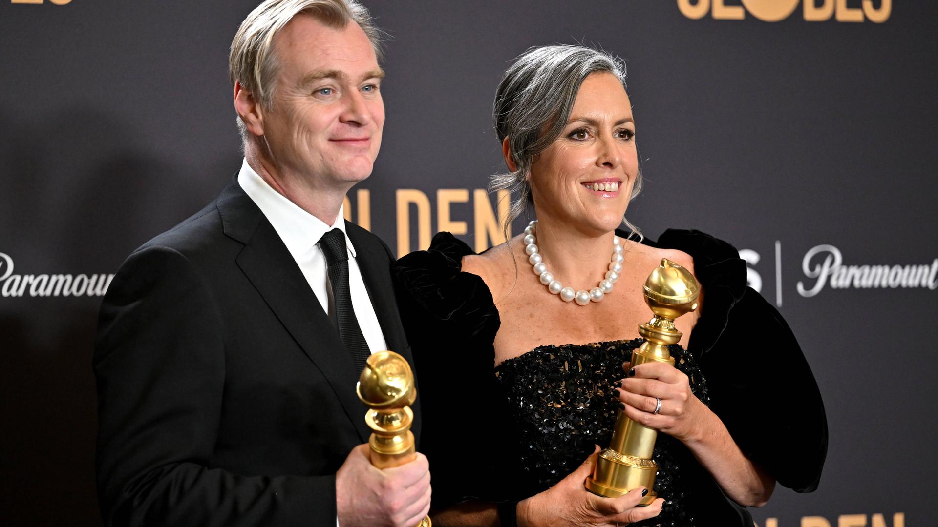 Christopher Nolan und Emma Thomas zeigen ihre Golden Globes