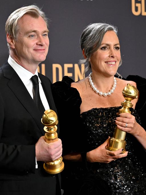 Christopher Nolan und Emma Thomas zeigen ihre Golden Globes
