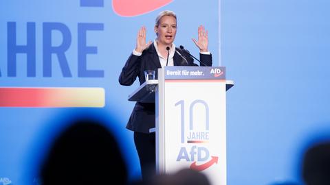 AfD-Europawahlversammlung: Co-Vorsitzende Alice Weidel spricht zu den Delegierten in Magdeburg.