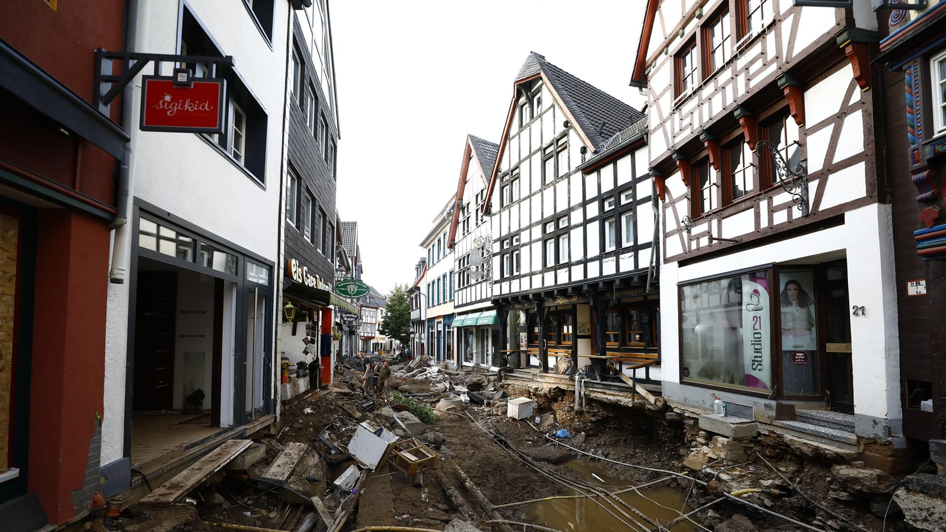 Ein Blick auf Euskirchen nach den Sturzfluten vom 18. Juli 2021.
