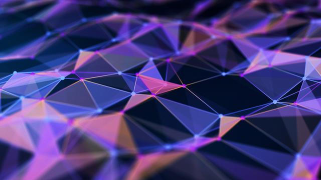 Digital generiertes abstraktes Muster von Linien und Wellen, in dunklem violet gehalten.