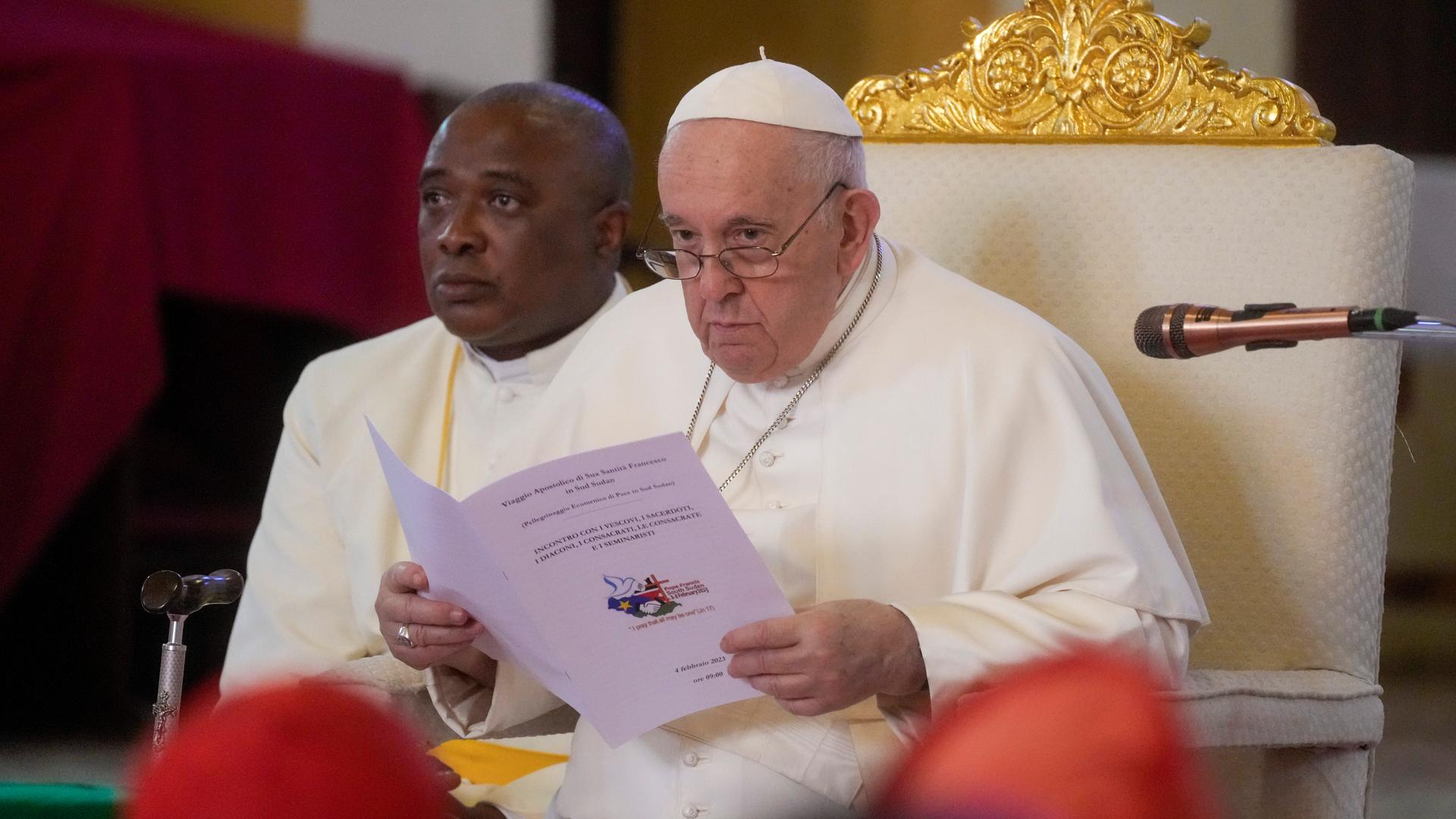 Papst Franziskus während seiner Reise in den Südsudan. Papst Franziskus während seiner Reise in den Südsudan.