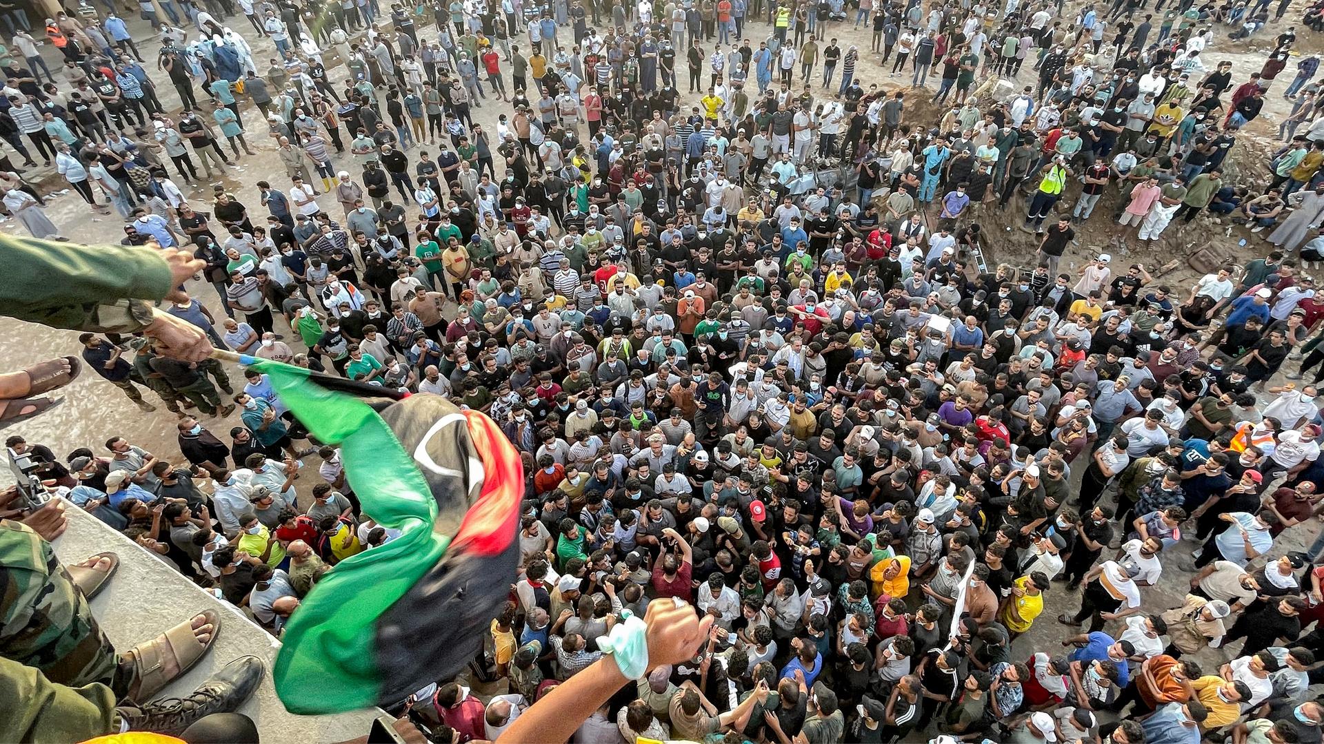 Proteste in Darna nach der Flutkatastrophe in Libyen