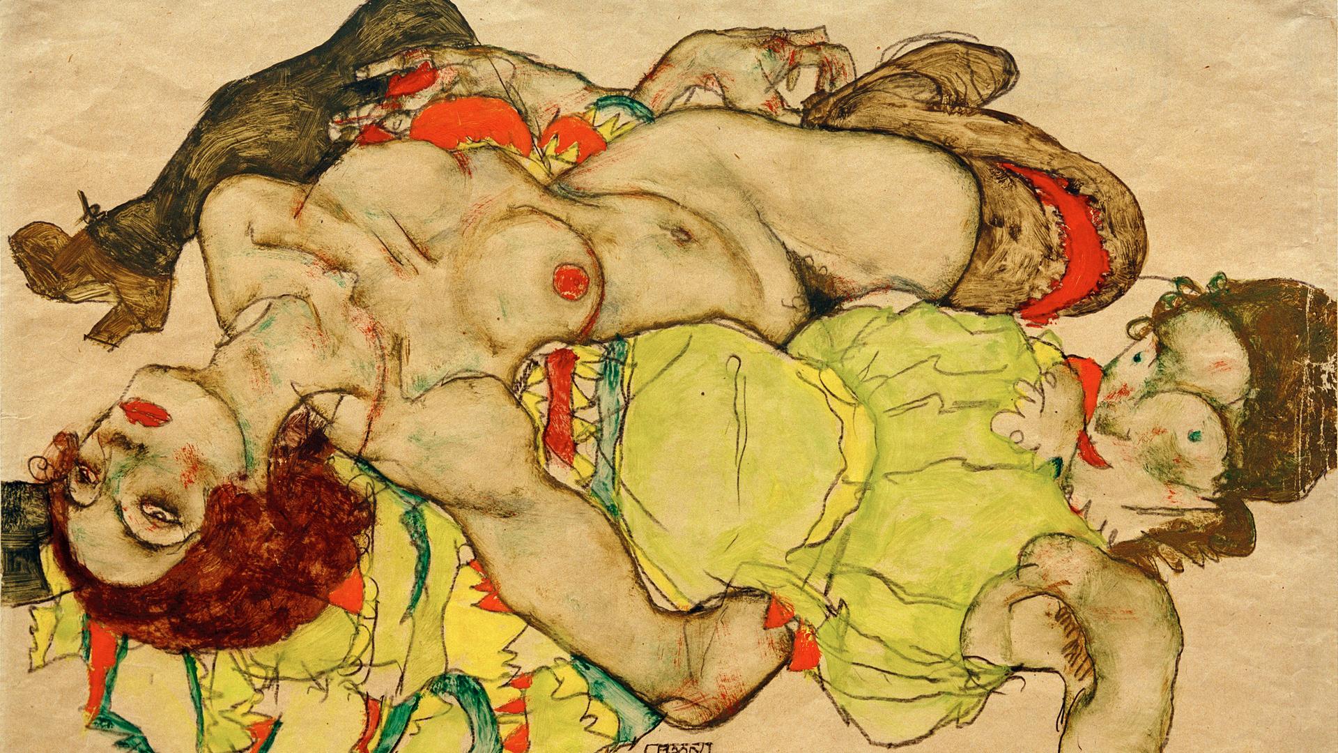 Egon Schiele (1890-1918): "Weibliches Liebespaar", 1915. Graphische Sammlung Albertina, Wien.