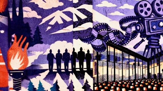 Illustration Filmkamera mit Filmrollen