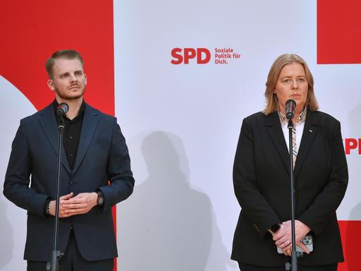 SPD-Pressekonferenz mit dem Kandidat für das Amt des SPD-Generalsekretärs, Tim Klüssendorf, und Bärbel Bas, die in den Parteivorsitz will. 