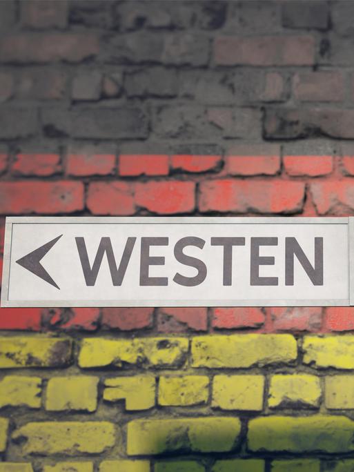 Symbolbild zum Thema Unterschiede zwischen Westdeutschland und Ostdeutschland: Ein Wegweiser weist nach Westen, der andere nach Osten.